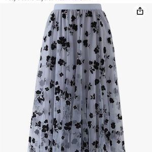 Chicwish dusty blue and black floral skirt